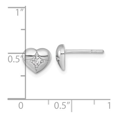 Sterling Silver Round CZ Heart Stud Earrings – view 4
