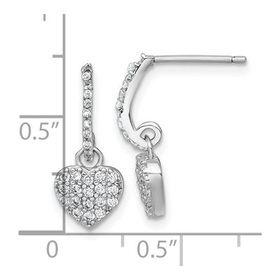 Sterling Silver CZ Heart Dangle Earrings – view 4