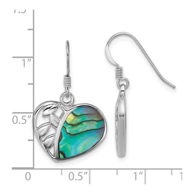Sterling Silver Abalone Heart Dangle Earrings – view 3