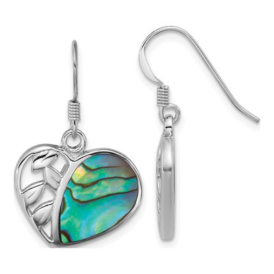 Sterling Silver Abalone Heart Dangle Earrings