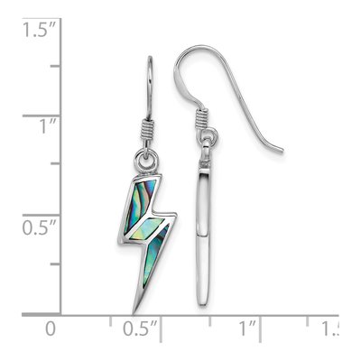 Sterling Silver Abalone Lightning Bolt Dangle Earrings – view 3