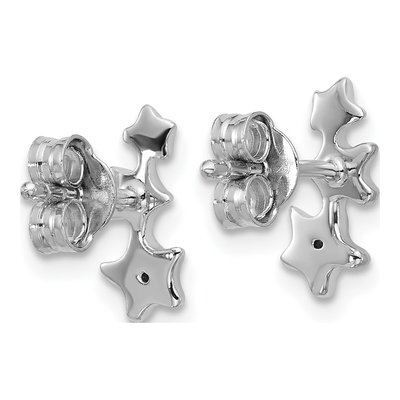 Sterling Silver Round CZ Star Stud Earrings – view 3