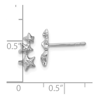 Sterling Silver Round CZ Star Stud Earrings – view 4