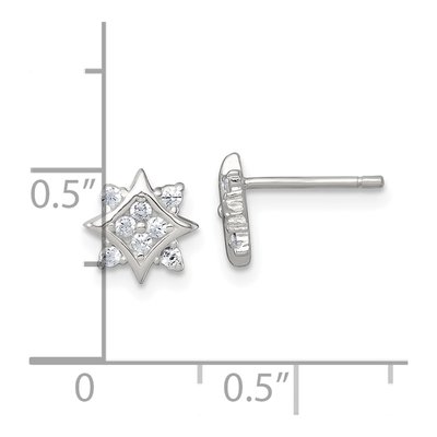 Sterling Silver Round CZ Star Stud Earrings – view 4