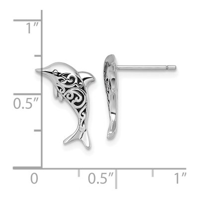 Sterling Silver Filigree Dolphin Stud Earrings – view 4