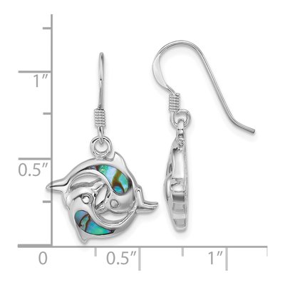 Sterling Silver Abalone Dolphin Dangle Earrings – view 3