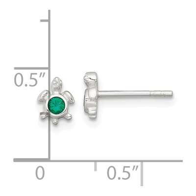 Sterling Silver Round CZ Turtle Mini Stud Earrings – view 4