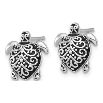 Sterling Silver Filigree Turtle Stud Earrings – view 3