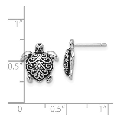 Sterling Silver Filigree Turtle Stud Earrings – view 4