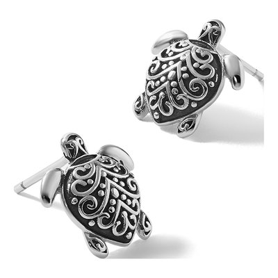 Sterling Silver Filigree Turtle Stud Earrings – view 5