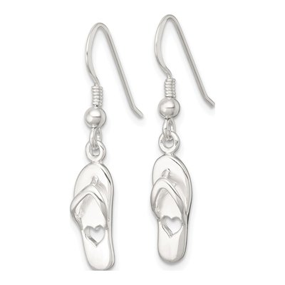 Sterling Silver Flip-Flop Heart Dangle Earrings – view 3