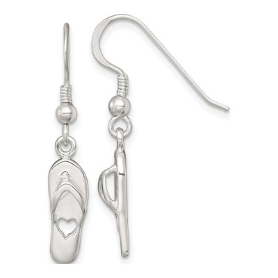 Sterling Silver Flip-Flop Heart Dangle Earrings