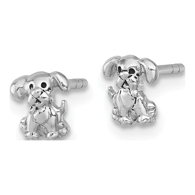 Sterling Silver Enameled Puppy Dog Stud Earrings – view 3