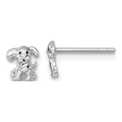 Sterling Silver Enameled Puppy Dog Stud Earrings