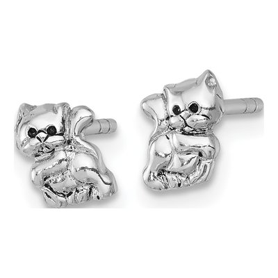Sterling Silver Enamel Cat Kitten Stud Earrings – view 3