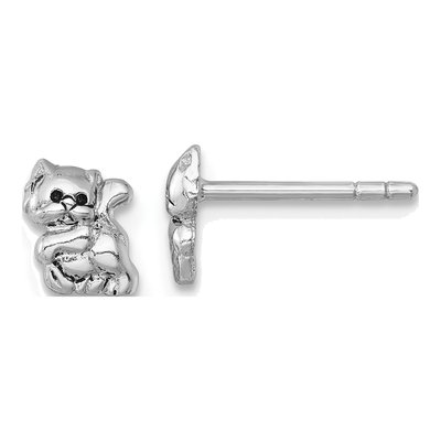 Sterling Silver Enamel Cat Kitten Stud Earrings