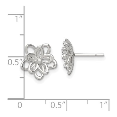 Sterling Silver Flower Stud Earrings – view 4