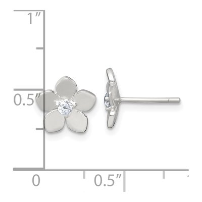 Sterling Silver Round CZ Flower Stud Earrings – view 4
