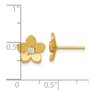 Gold-Plated Sterling Silver Round CZ Flower Stud Earrings – view 4