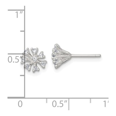 Sterling Silver Round CZ Flower Cluster Stud Earrings – view 4