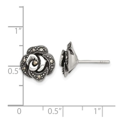 Sterling Silver Marcasite Button Stud Earrings – view 4