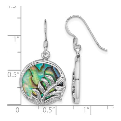 Sterling Silver Abalone Leaf Dangle Earrings – view 3