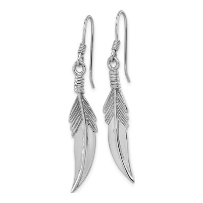 Sterling Silver Feather Dangle Earrings – view 3