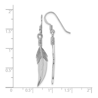 Sterling Silver Feather Dangle Earrings – view 4
