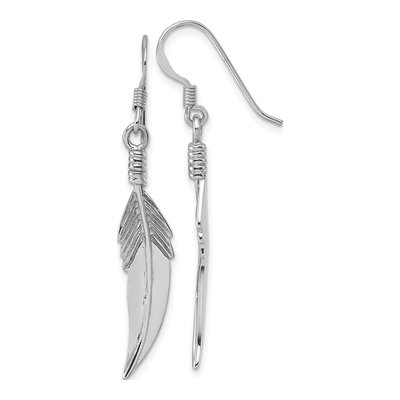 Sterling Silver Feather Dangle Earrings