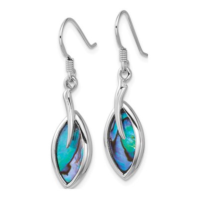 Sterling Silver Abalone Leaf Dangle Earrings – view 2