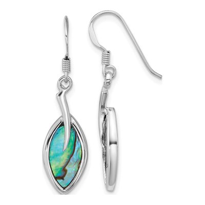 Sterling Silver Abalone Leaf Dangle Earrings