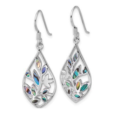 Sterling Silver Abalone Floral Dangle Earrings – view 2