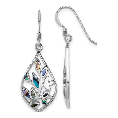 Sterling Silver Abalone Floral Dangle Earrings