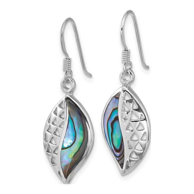 Sterling Silver Abalone Leaf Dangle Earrings – view 2