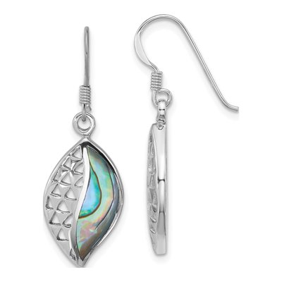 Sterling Silver Abalone Leaf Dangle Earrings