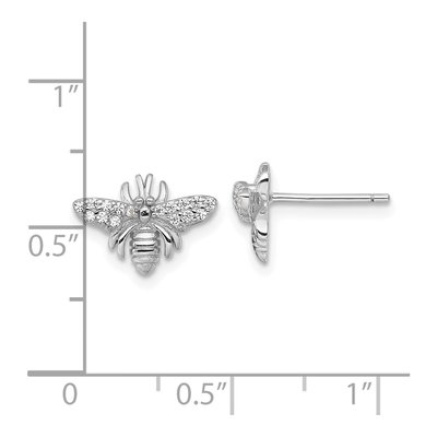 Sterling Silver Round CZ Bee Stud Earrings – view 4
