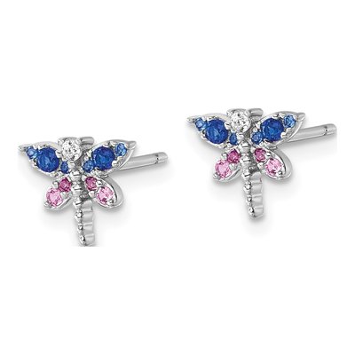 Sterling Silver Round CZ Dragonfly Stud Earrings – view 3