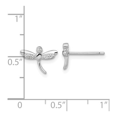 Sterling Silver Round CZ Dragonfly Stud Earrings – view 4