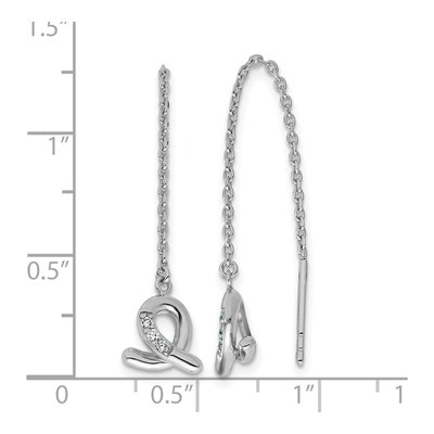 Sterling Silver CZ Awareness Ribbon Threader Earrings – view 4