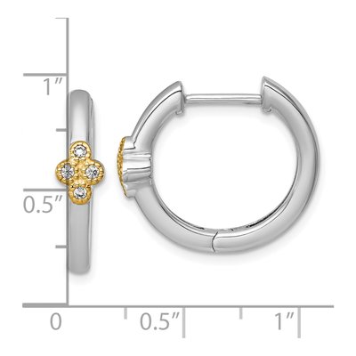 Sterling Silver & 14K Gold 20mm CZ Huggie Hoop Earrings – view 4