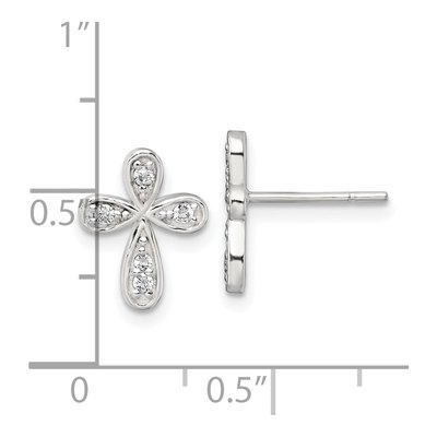 Sterling Silver Round CZ Cross Stud Earrings – view 4
