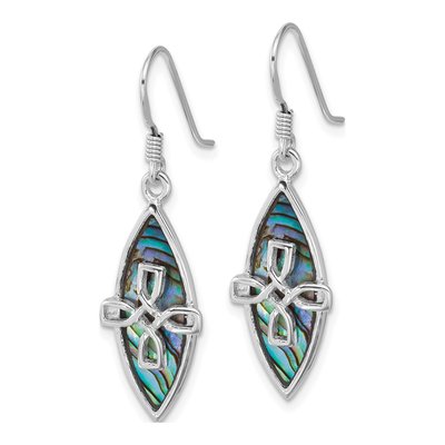 Sterling Silver Abalone Cross Dangle Earrings – view 2