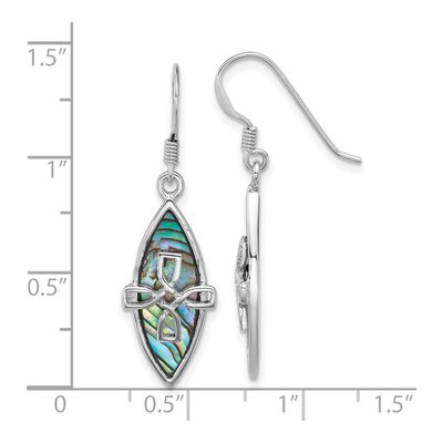 Sterling Silver Abalone Cross Dangle Earrings – view 3
