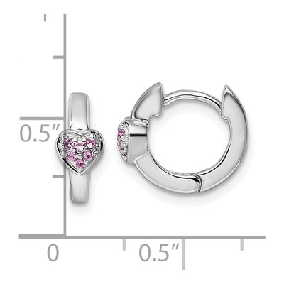 Sterling Silver 11mm CZ Kids' Heart Huggie Hoop Earrings – view 4