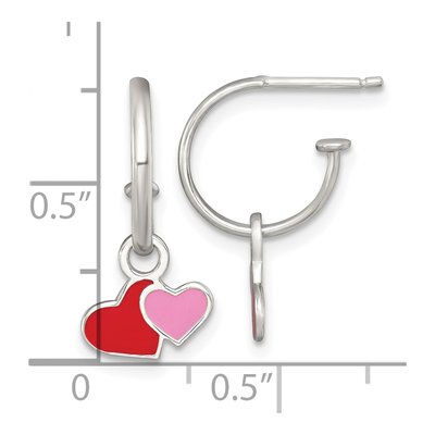 Sterling Silver Girls' Enamel Heart Dangle Earrings – view 4