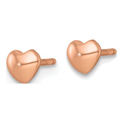 Rose Gold-Plated Sterling Silver Girls' Heart Stud Earrings – view 3