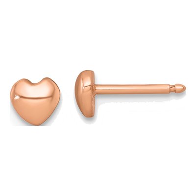 Rose Gold-Plated Sterling Silver Girls' Heart Stud Earrings