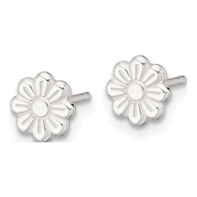Sterling Silver Kids' Flower Stud Earrings – view 3