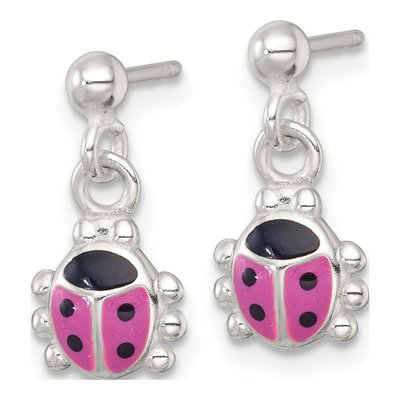 Sterling Silver Girls' Ladybug Dangle Earrings – view 3
