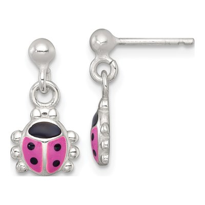 Sterling Silver Girls' Ladybug Dangle Earrings